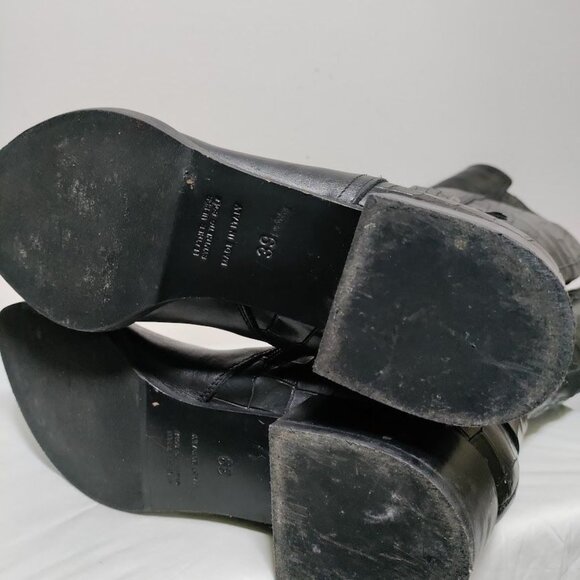 Napoleoni Leather Pull On Knee Length Equestrian Riding Boots Black Women's 8.5 - Picture 11 of 15